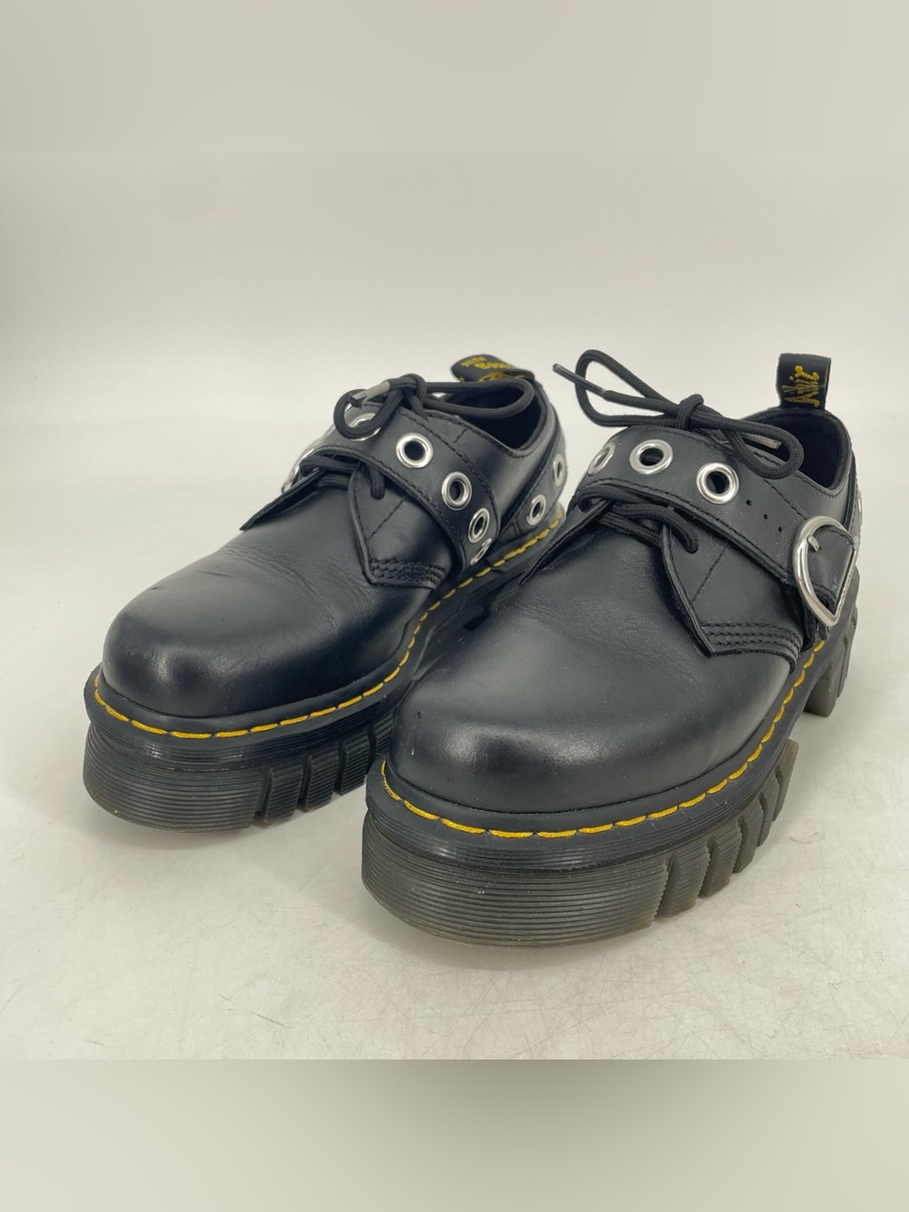 Dr Martens Audrick Mary Jane T-Bar Platform Shoes Black Nappa Lux Womens 8
